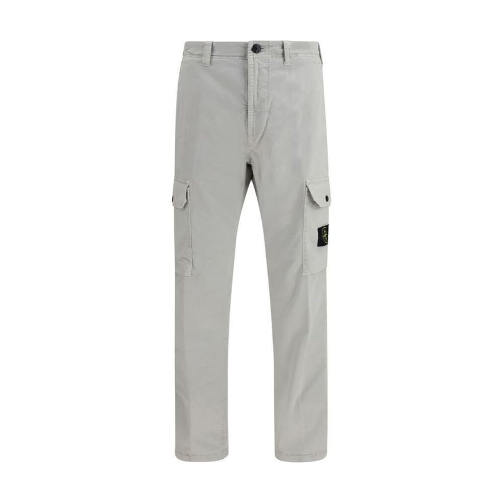 Stone Island Gray Cotton Cargo Men's Pants